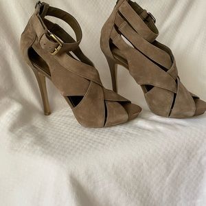 BCBG Girls suede sandals.  1/2” at toe and 4.5 heel. Lightly worn.
